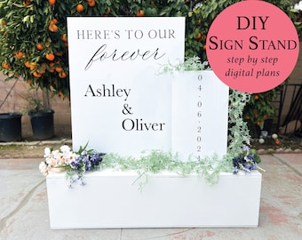DIY Acrylic Wedding Sign Stand Tutorial: Wooden Base Box (PDF)