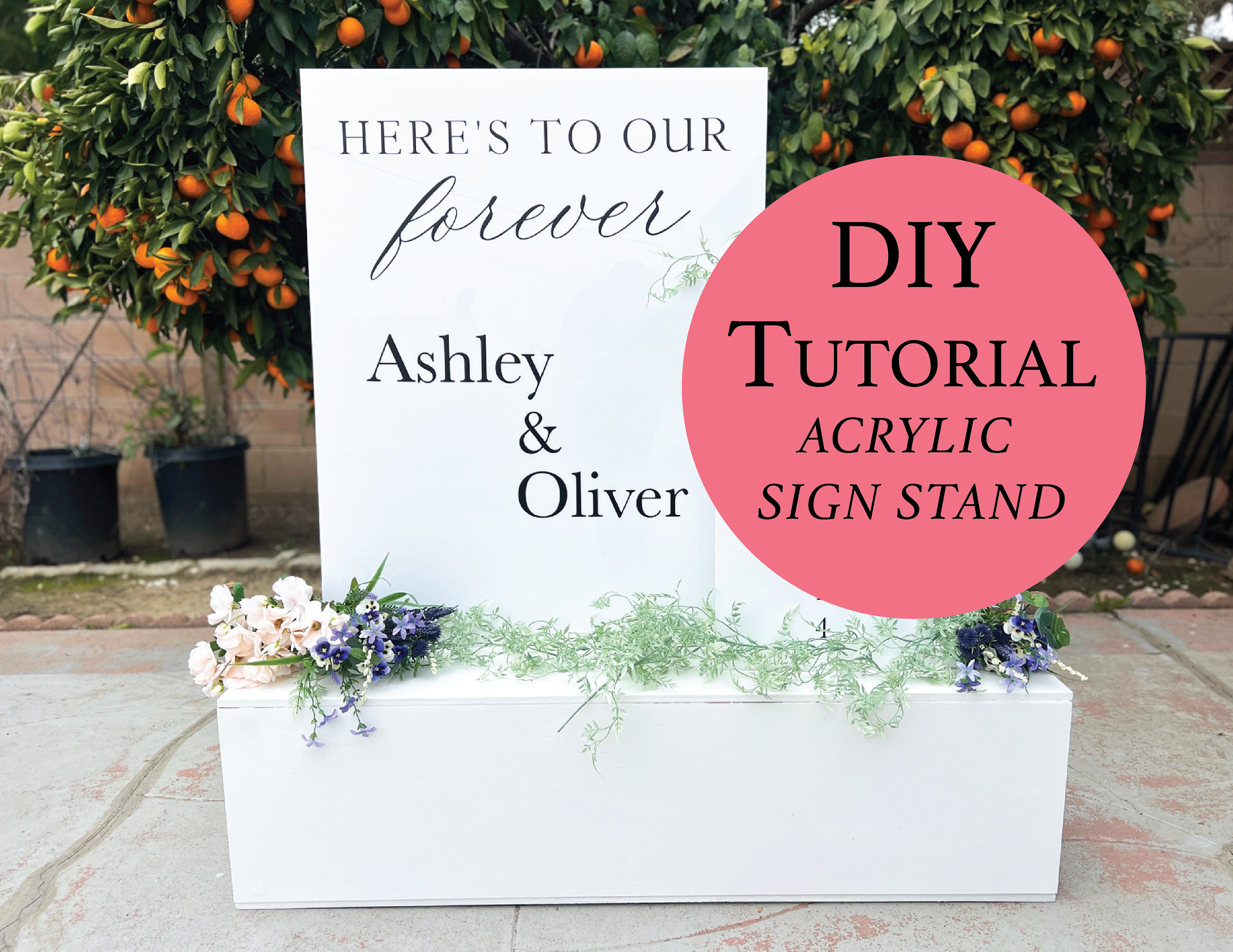 DIY Acrylic Sign Stand, Wedding Sign Stand, PDF Tutorial Download, Acrylic Sign Base,