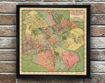 Warschau Karte - Warschau Stadt Karte - Warschau Karte - Europa Karte - Karte von Polen - Polen Karte Kunst - Vintage Stadtplan - Polen Karte