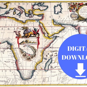 Old Map of Africa, Digital Map Print, Vintage Map, Vintage Map Print, Ancient Maps, Old Maps, Old Map Print, Antique Map, Poster Map