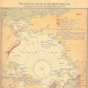 Karte der Nord polaren Region, Polar karte, Polar karte, Nordpol Karte, Nordpol Karte, Vintage Karte, Alte Karte der Arktis, Arktis Region Karte, 1906