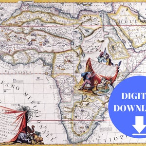 Old Map of Africa, Digital Map Print, Vintage Map, Vintage Map Print, Ancient Maps, Old Maps, Old Map Print, Antique Map, Poster Map