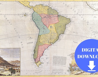 Old Map of Latin America, Digital Map Print, Vintage Map, Vintage Map Print, Ancient Maps, Old Maps, Old Map Print, Antique Map, Poster Map