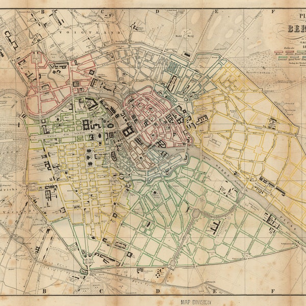 Berlin Map, Old Berlin Map, Berlin Map Print, Old Map of Germany, Berlin Stadtplan, Berlin Print, Map of Berlin, Berlin Stadtkarte, 1853