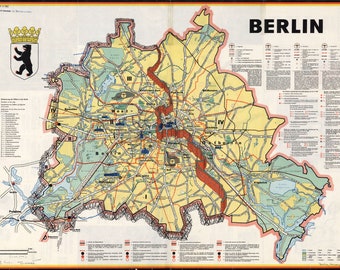 Berlin Map Vintage, Berlin Map, Berlin Map Print, Old Map of Europe, Berlin Art, Berlin Print, Berlin Wall, Berlin Poster, Berlin Wall Piece