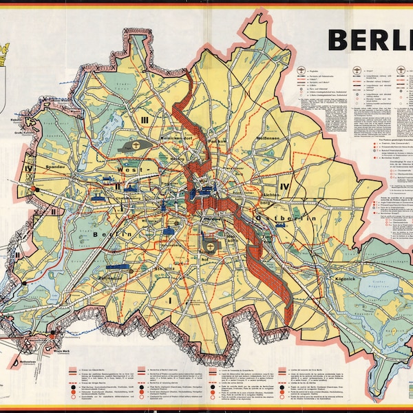 Berlin Map Vintage, Berlin Map, Berlin Map Print, Old Map of Europe, Berlin Art, Berlin Print, Berlin Wall, Berlin Poster, Berlin Wall Piece