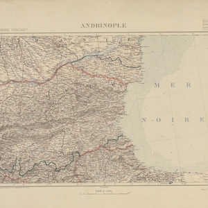 Edirne Map, Map of Edirne, Old Andrinople Map, Retro Andrinople City, Vintage Edirne Map, Edirne City Plan, Turkey Map, Map of Turkey, 1925 image 1
