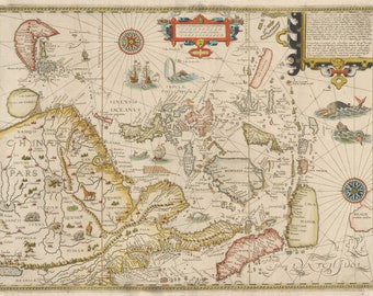 Mapa de China y Sumatra Islas del siglo XVII, China Mapa, Mapa Antiguo de China, Mapa de China Vintage, Mapa de Asia, Mapa de Asia, Sumatra Mapa 1700