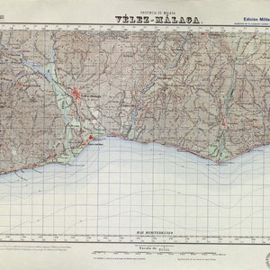Malaga Map, Map of Malaga, Ciudad de Málaga, Plano de Malaga, Mapa de España, Mapa Antiguo de España, Old Malaga Map, Map of Spain, 1916