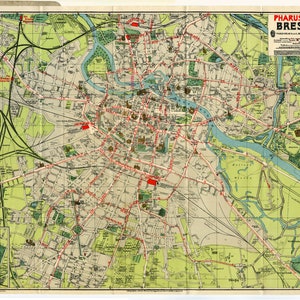 Breslau Map, Old Breslau Map, Retro Breslau Map, Wrocław Map, Old Wrocław Map, Retro Wrocław Map, Wroclaw Map, Wroclaw Print, Wroclaw Plan