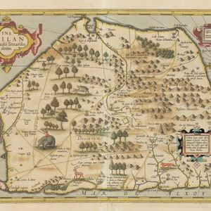 スリランカ地図、スリランカの地図、1598年の古いスリランカ地図、古いセイロン地図、セイロンの古い地図、ビンテージセイロン地図、古い地図、ビンテージ地図