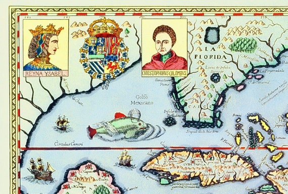 Caribbean Islands and Florida Map, Ancient Maps, Antique Map