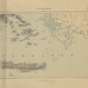 Athen Karte, Karte von Athen, Athen Stadt, Athen Plan, Athen Stadtplan, alte Athen Karte, Retro Athen Plan, Griechenland Karte, Karte von Griechenland, 1925