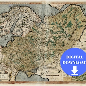 Old Map of Russia, Old Russia Map, Map of Russia, Printable Download, Russia Map, Moscovia Map, Large Russia Map, Antique Map, 1595