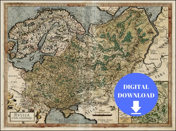 Buy Old Map Of Russia, Old Russia Map, Map Of Russia, Printable.
