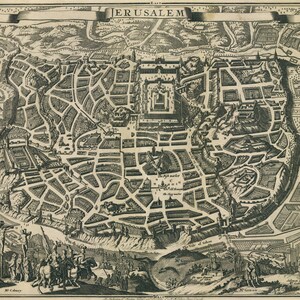 Alte Karte von Jerusalem Heiliges Land und Palästina, Jerusalem Karte, Alte Jerusalem Karte, Vintage Karte von Jerusalem, Jerusalem, Vintage Poster, Alte Karte