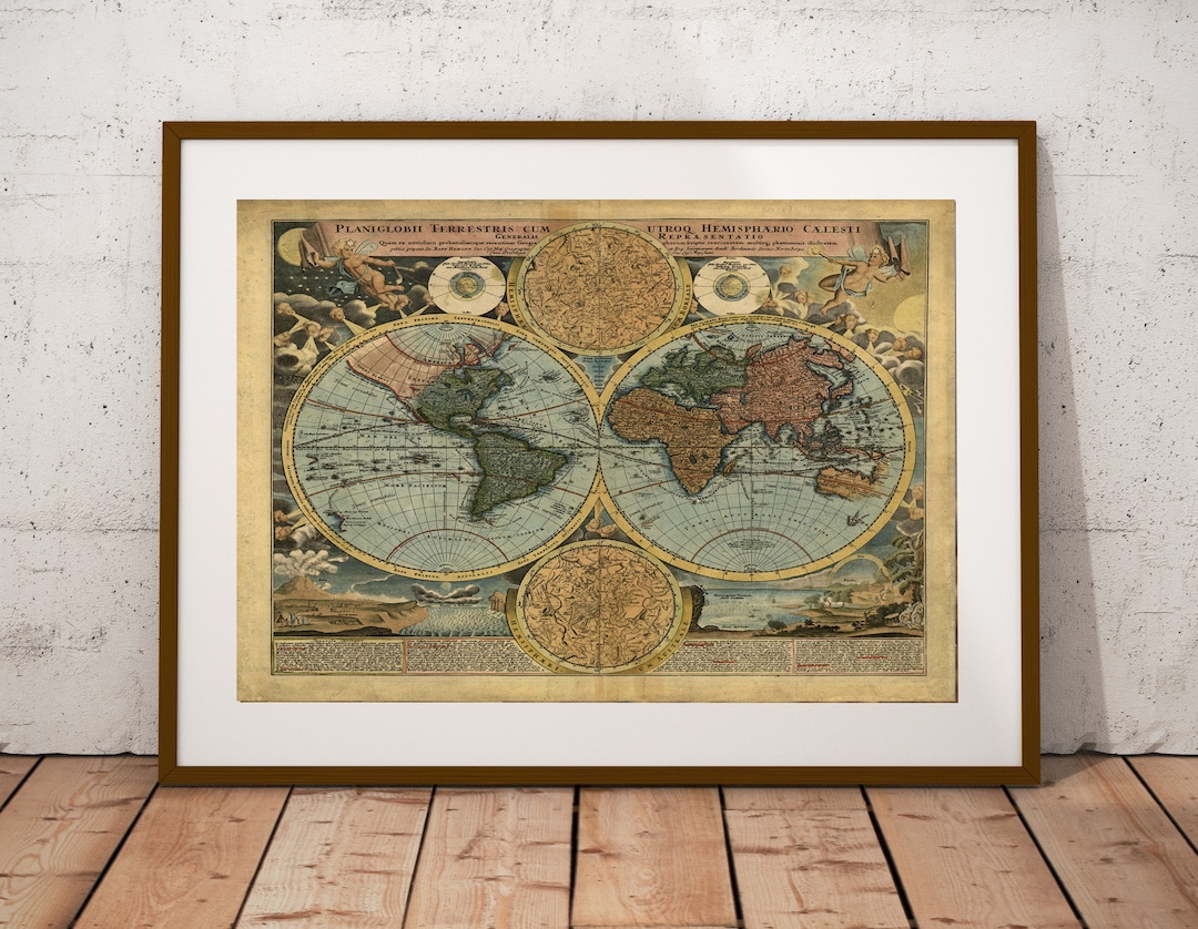 1809年製 アンティーク 世界 地図 本物 16世紀】アンティーク地図ポスター[TYPVS ORBIS TERRARVM]【世界