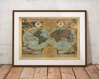 Mapa del mundo antiguo, mapa del viejo mundo, impresión de mapa digital, mapa vintage, impresión de mapa vintage, mapas antiguos, mapas antiguos, impresión de mapa antiguo, mapa antiguo 1716