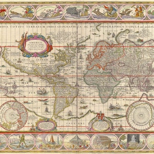 Old World Map, Digital Map Print, Vintage Map, Vintage Map Print, Ancient Maps, Old Maps, Old Map Print, Antique Map, Poster Map 1635