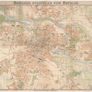Old Map of Wroclaw, Wroclaw Poland Art, Wroclaw Poland, Wroclaw Poster, Map of Poland, Poland Map, 1935