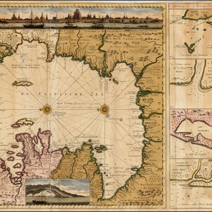 Karte des Kaspischen Meeres und der Kaspischen Küstenstaaten 1720, Weltkarte, Kaspische Karte, Altrussland Karte, Karte von Russland, Tartaria Karte, Russland Karte