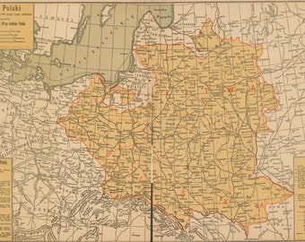 Landkarte Polen innerhalb der Grenzen von 1772, Vintage Landkarte Polen, Landkarte Polen, altes Polen,
