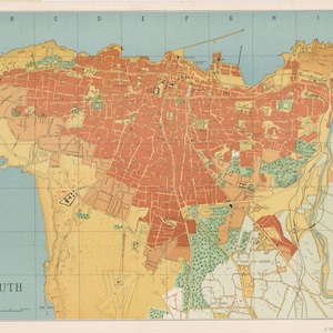 Beirut Vintage Map, Beirut Map, Beirut Map Print, Old Map of Beirut, Beirut Art, Beirut Print, Beirut Wall, Beirut Poster, Beyrouth Map