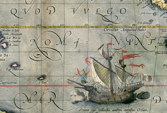 1589年の太平洋と沿岸諸国の古地図、アメリカの古地図、アメリカ地図