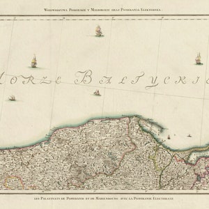 Old Map of Poland, Rizzi Zannoni, Carte de la Pologne, Pomorskie, Malbork Voivodeship, Pomerania Elektorska, Poland Map, Poland Print, 1772