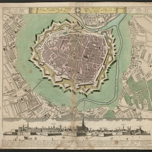Wien Karte, Wien Karte, Wien Plan, Alte Wien Karte, Österreich Karte, Österreich Karte, Österreich Karte Druck, Retro Wien Stadt, 1730