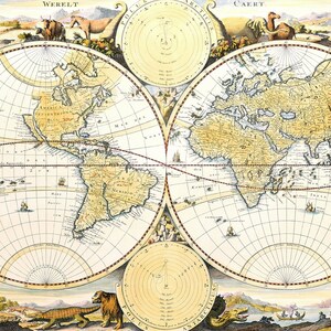 Antique World Map, Old World Map, Digital Map Print, Vintage Map, Vintage Map Print, Ancient Maps, Old Maps, Old Map Print, Antique Map