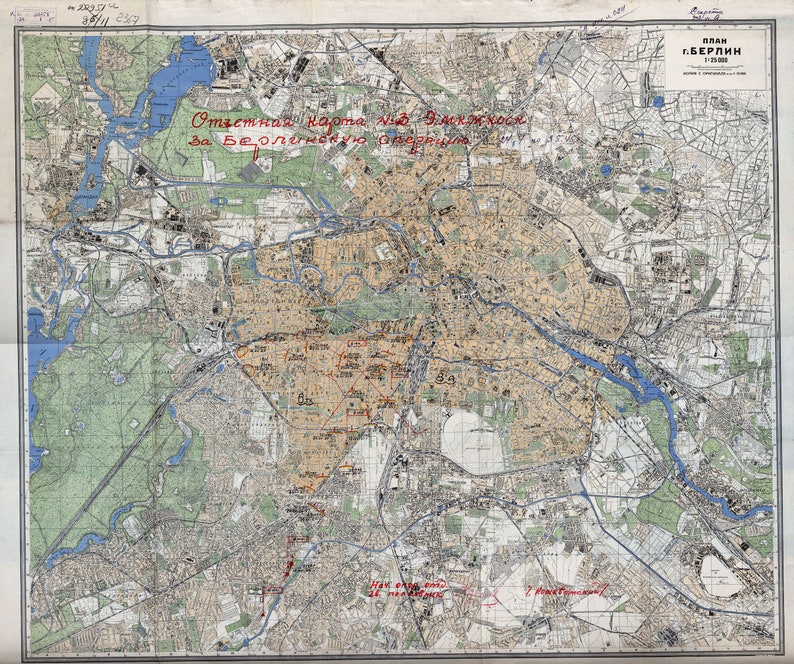 Soviet Berlin Map, War Berlin Map, Soviet Map of Berlin, Russian Map of ...