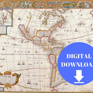 Old Map of America, Digital Map Print, Vintage Map, Vintage Map Print, Ancient Maps, Old Maps, Old Map Print, Antique Map, Poster Map