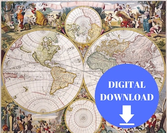 Mapa del mundo antiguo, mapa del mundo antiguo, impresión digital de mapas, mapa vintage, impresión de mapas antiguos, mapas antiguos, mapas antiguos, impresión de mapas antiguos, mapa antiguo
