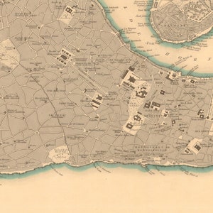 Mapa de Constantinopla, Mapa de Constantinopla, Mapa de Constantinopla Antigua, 1840 imagen 2