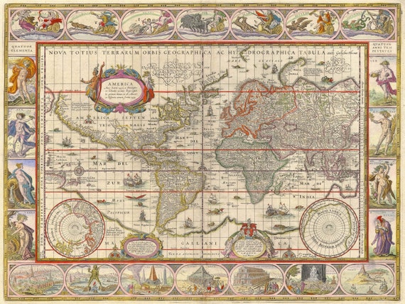 Antieke Wereldkaart Oude Wereldkaart Digitale Kaart - België