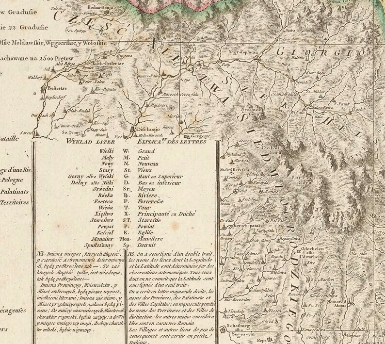 Map of the Borders of Poland and Transylvania, Southern Part of Halych ...