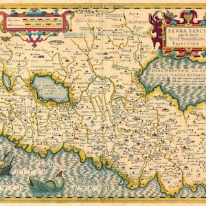 Yodokus Hondius - Heilige Land Karte, 1613-16, alte Weltkarte, digitale alte Weltkarte, antike Weltkarte, Vintage Karte, antike Karte, alte Karte, alte Karte