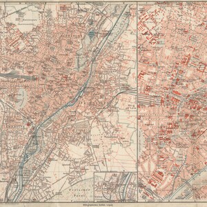 Plan von Munich, Munich Stadtplan, Munich Map, Map of Munich, Munchen Map, München Map, München Plan, Map of Germany, Germany Maps, 1900