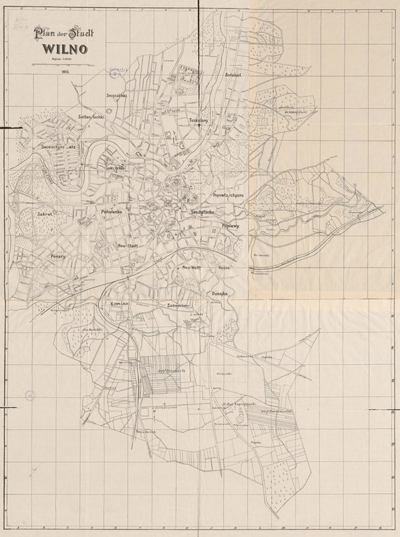 Wilno Map Old Wilno Map Retro Wilno Map Map of Wilno Retro Etsy