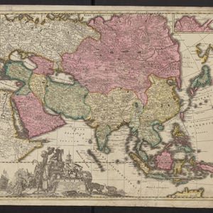Antique Asia Map 1700, China Poster, Historical Cartography, Vintage Wall Art, Digital Asia Download