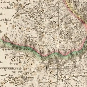 Map of the Borders of Poland and Transylvania, Southern Part of Halych ...