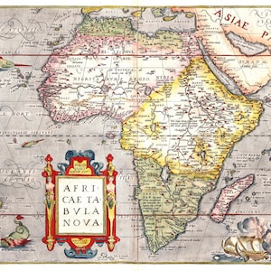 Old Map of Africa, Africa Map, Vintage Africa Map, Vintage Map Print, Ancient Maps, Old Maps, Old Map Print, Antique Map, Poster Map, 1570