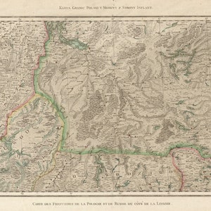 Old Map of Poland and Moscow Border, Rizzi Zannoni, Carte de la Pologne, Inflanty Map, Moscow Map, Russia Map, Poland Map, Poland Download