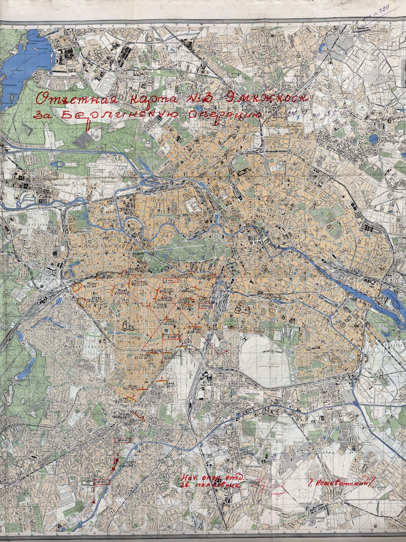 Soviet Berlin Map, War Berlin Map, Soviet Map of Berlin, Russian Map of ...