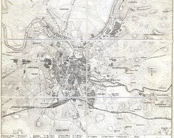 Wilno Map, Vilnius Map, Map of Wilno, Map of Vilnius, Old Vilnius Map, Retro Vilnius City, Vintage Vilnius, Vilnius Wall Art, Vilnius Print