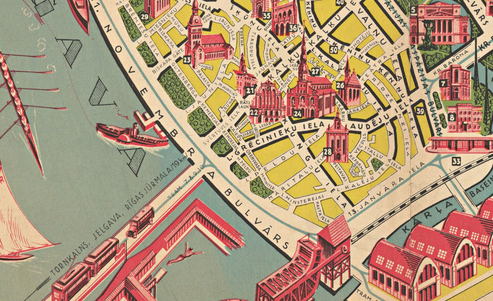 Riga Map - Old Map of Riga - Latvia Map Wall Decor - Europe Map - Map ...