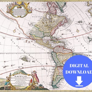 Old Map of America, Digital Map Print, Vintage Map, Vintage Map Print, Ancient Maps, Old Maps, Old Map Print, Antique Map, Poster Map