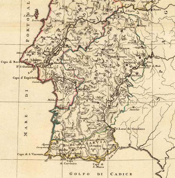 Portugal Map Map of Portugal Old World Map Digital Old -  Israel