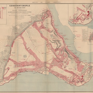 Constantinople Map, Map of Constantinople, Old Constantinople Map, Retro Constantinople Map, Vintage Constantinople Map, Old Istanbul Map